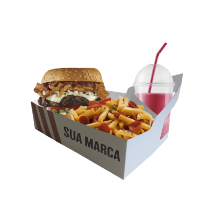 Bandeja suporte p/ Combo para hamburguer, fritas e bebida Personalizada