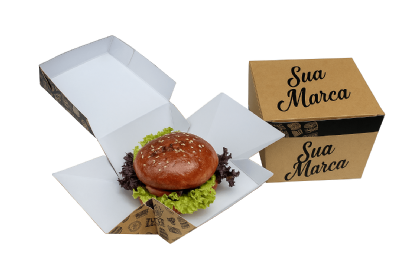 Embalagem Lanche Prato com Tampa Fixa (11 x 12 x 12 cm) Personalizada