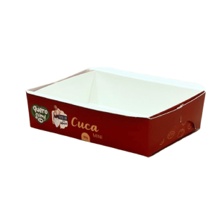 Forma forneavel para Brownie, Cuca (8,5 x 7 x 2 cm) c/ Tampa Pet - 100 unidades