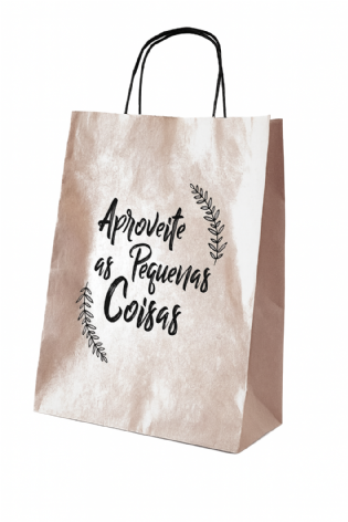 Sacola Kraft c/ Alça Colorida (22 x 11,5 x 34 cm) Personalizada