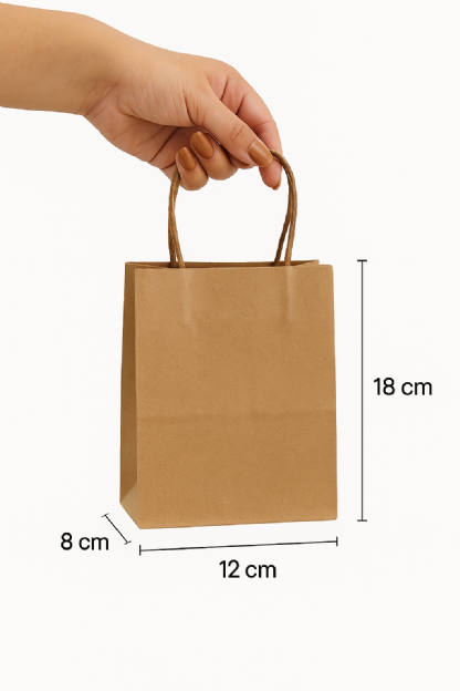 Sacola Kraft Pequena (12 x 8 x 18 cm) Lisa - 100 Unidades