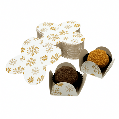 Forminha Para Brigadeiro, Docinhos Flocos Dourados - 100 unidades