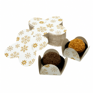 Forminha Para Brigadeiro, Docinhos Flocos Dourados - 100 unidades