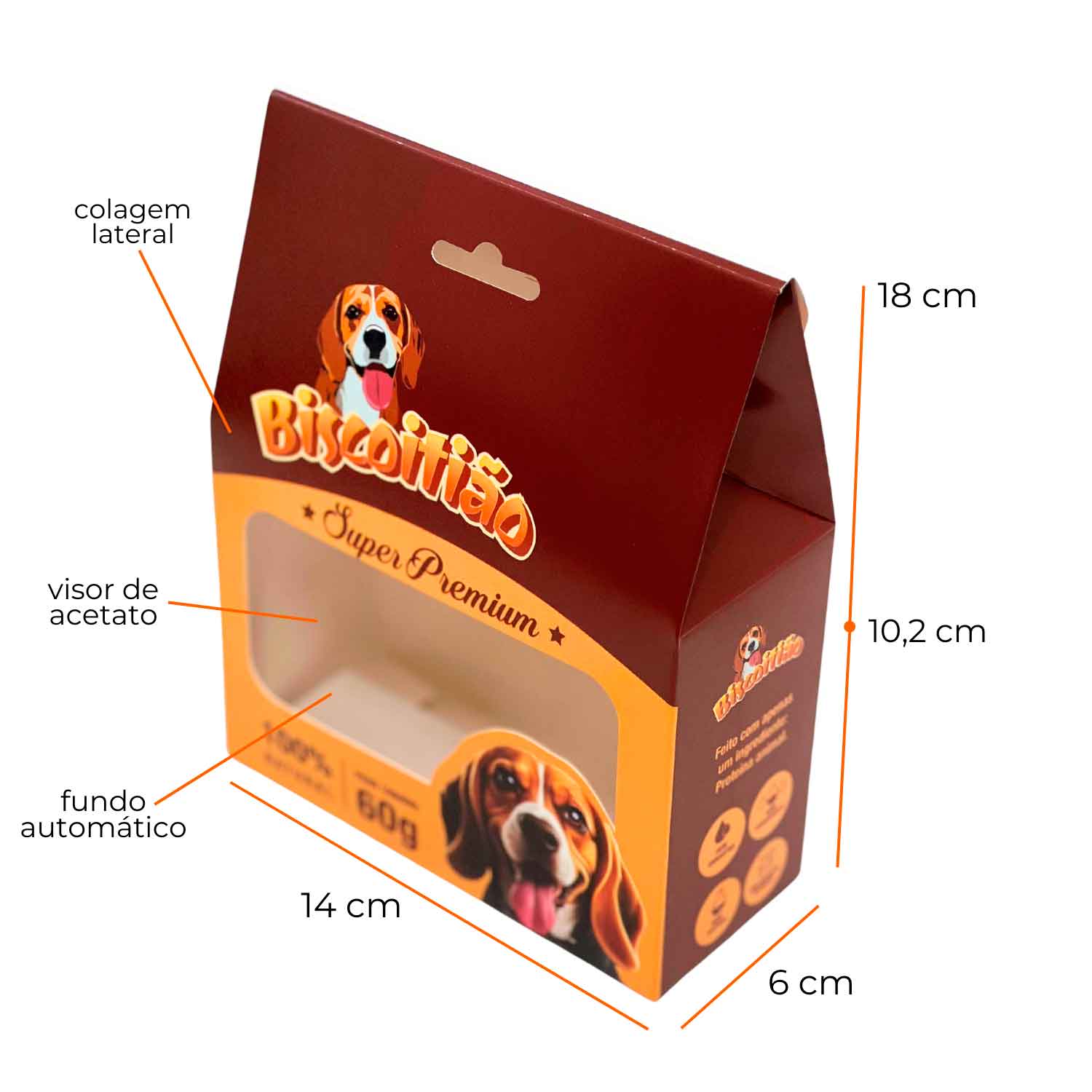 Embalagem Para Biscoito Pet (14 x 6 x 18 cm) Personalizada