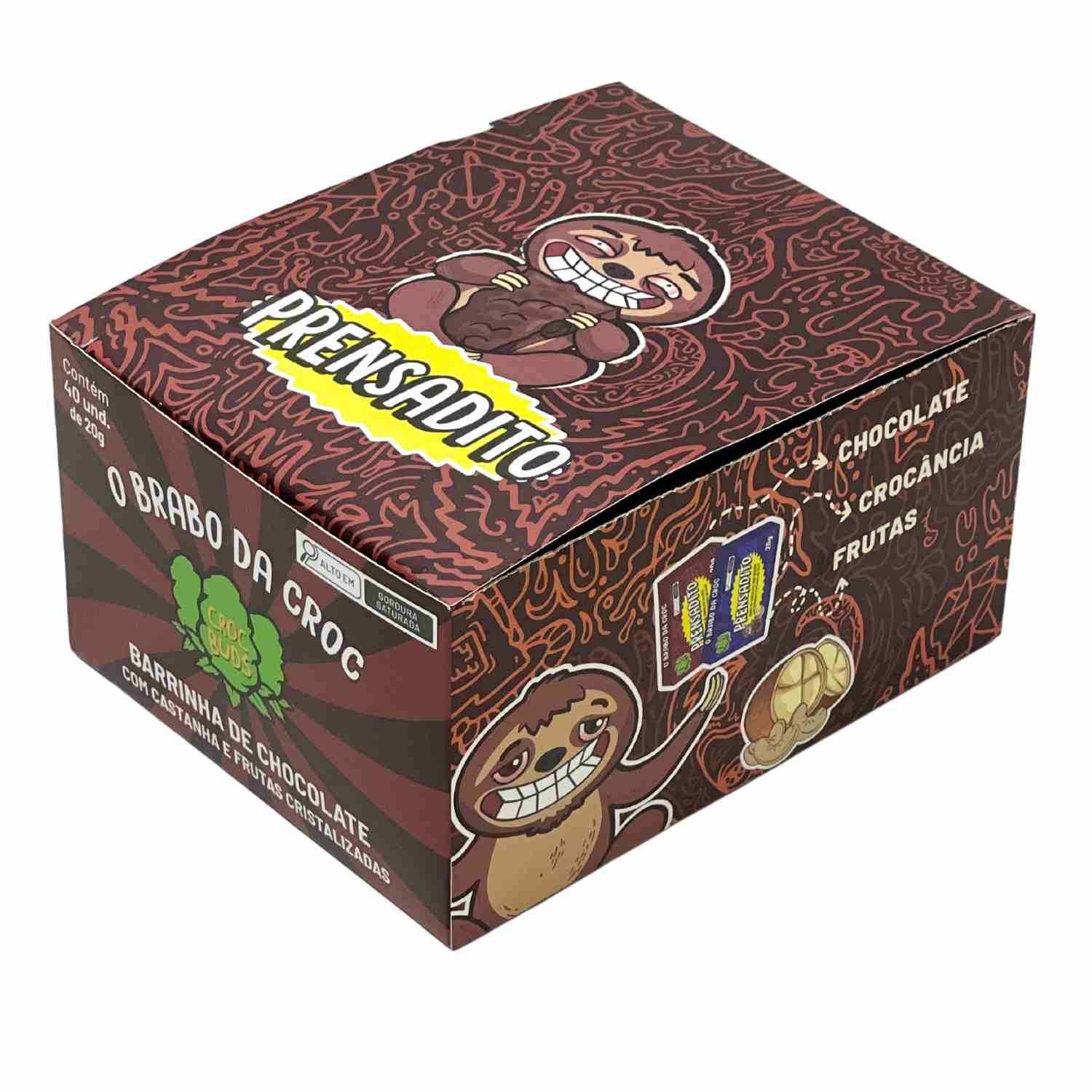 Embalagem display expositora para barrinha de chocolate (12 x 15,1 x 8 cm) Personalizada