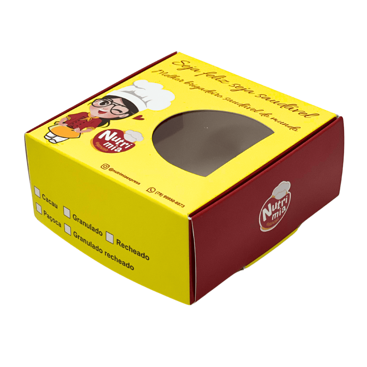Embalagem Para Doces Laminação Interna e externa c/ Visor de acetato e Divisoria (9 x 9 x 4 cm) Personalizado