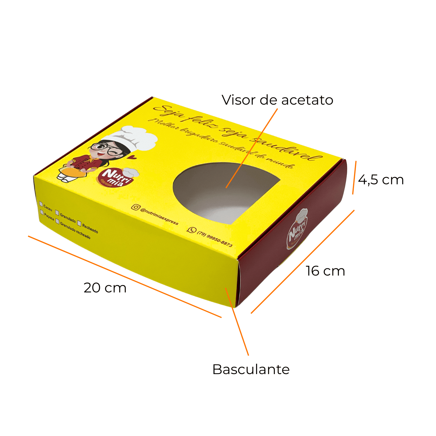 Embalagem Para Doces Laminação Interna e externa c/ Visor de acetato e Divisoria (20 x 16 x 4,5 cm) Personalizado