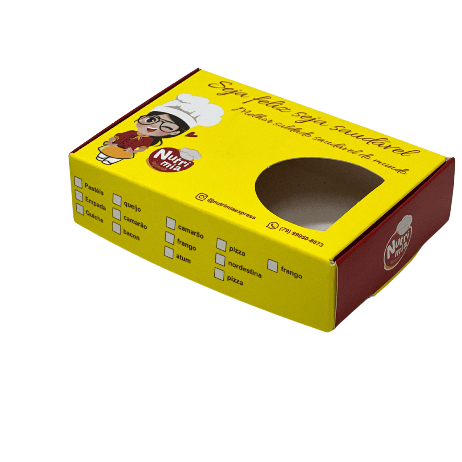 Embalagem Para Doces Laminação Interna e externa C/ Visor Vazado (12 x 8 x 3 cm) Personalizado