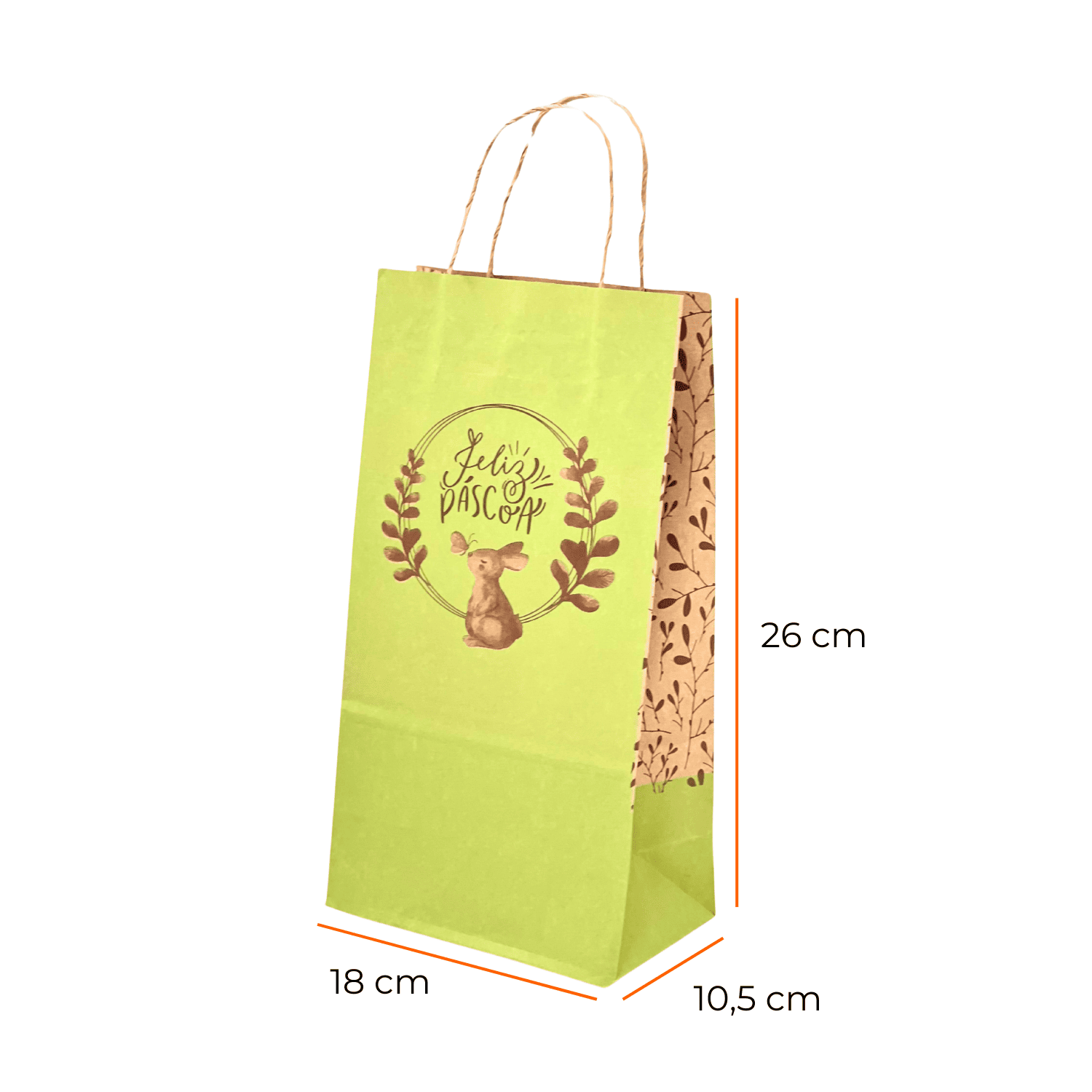 Sacola Kraft Pascoa Charme (18 x 10,5 x 26 cm) - 100 Unidades