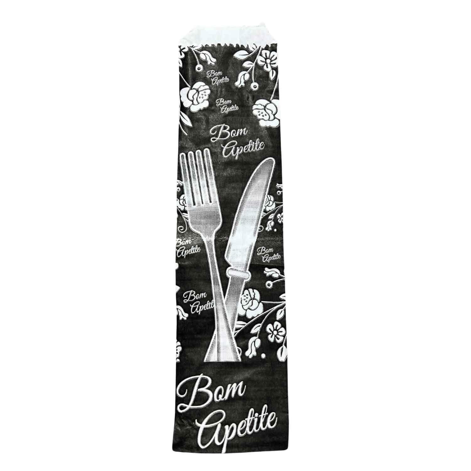 Saquinho talher (25 x 8 cm) Kraft 30 grs p/ Preto  - 500 unidades