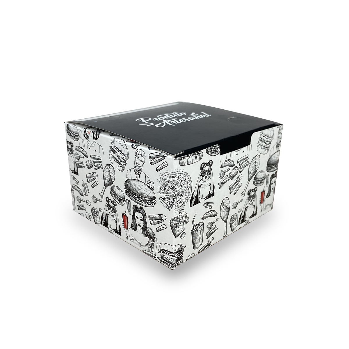 Embalagem Lanche Gourmet Linha Artesanal (12,4 x 12 x 7,6 cm) - 100 Unidades