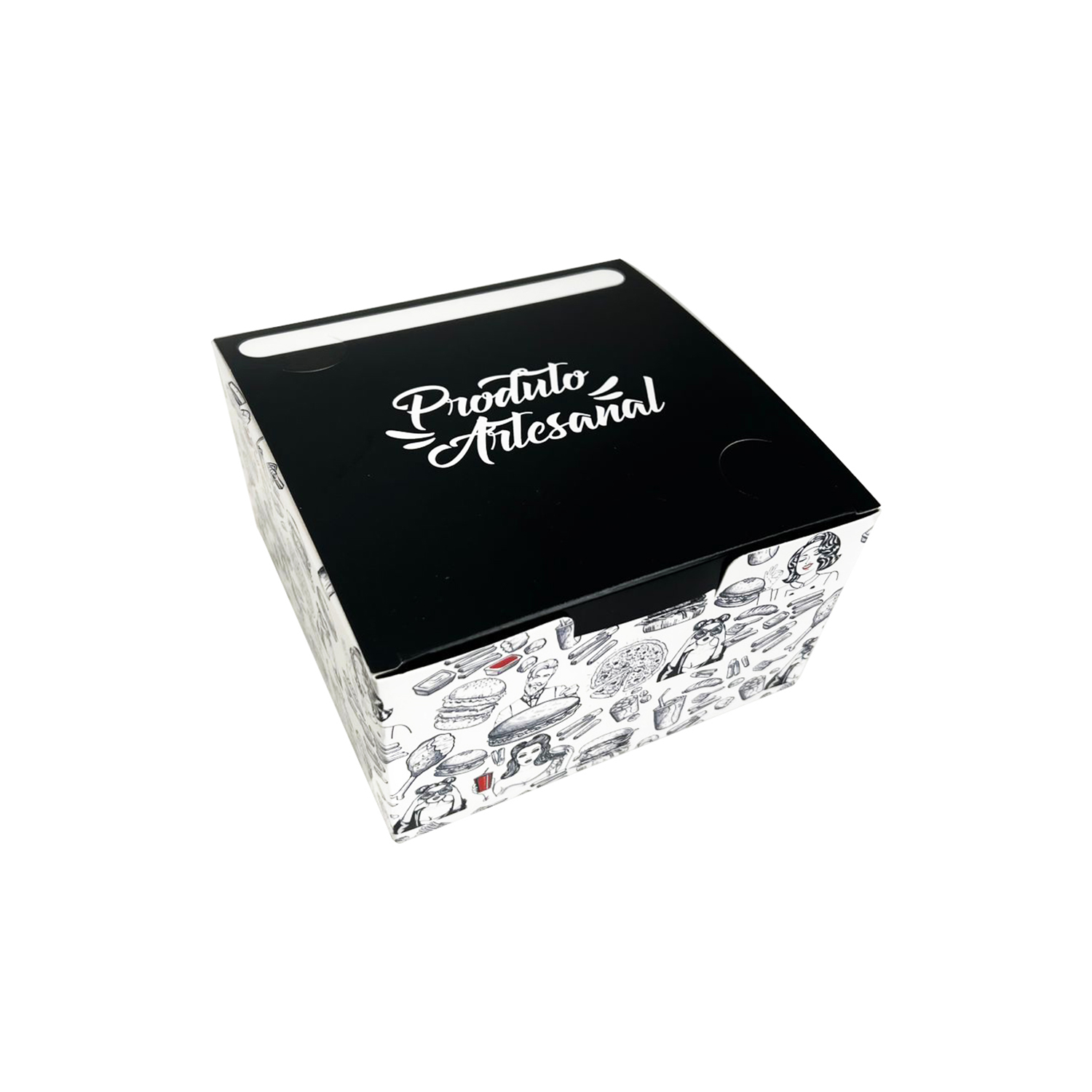 Embalagem Lanche Gourmet Linha Artesanal (12,4 x 12 x 7,6 cm) - 100 Unidades