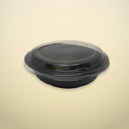 Tigela Bowl 600 ml descartável c/ tampa p/ Lamen ou Udon Preta   - 100 Unidades