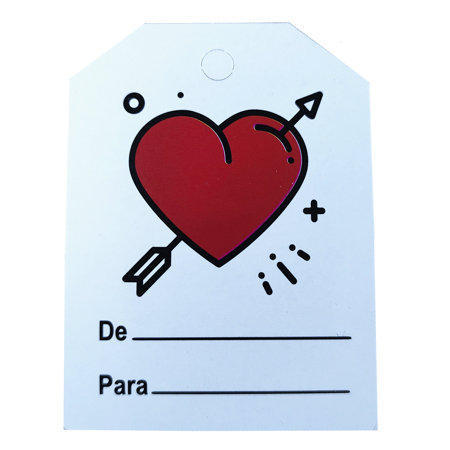 Tag Chanfrada Coração Vermelho (5 x 7,5 cm) - 100 Unidades