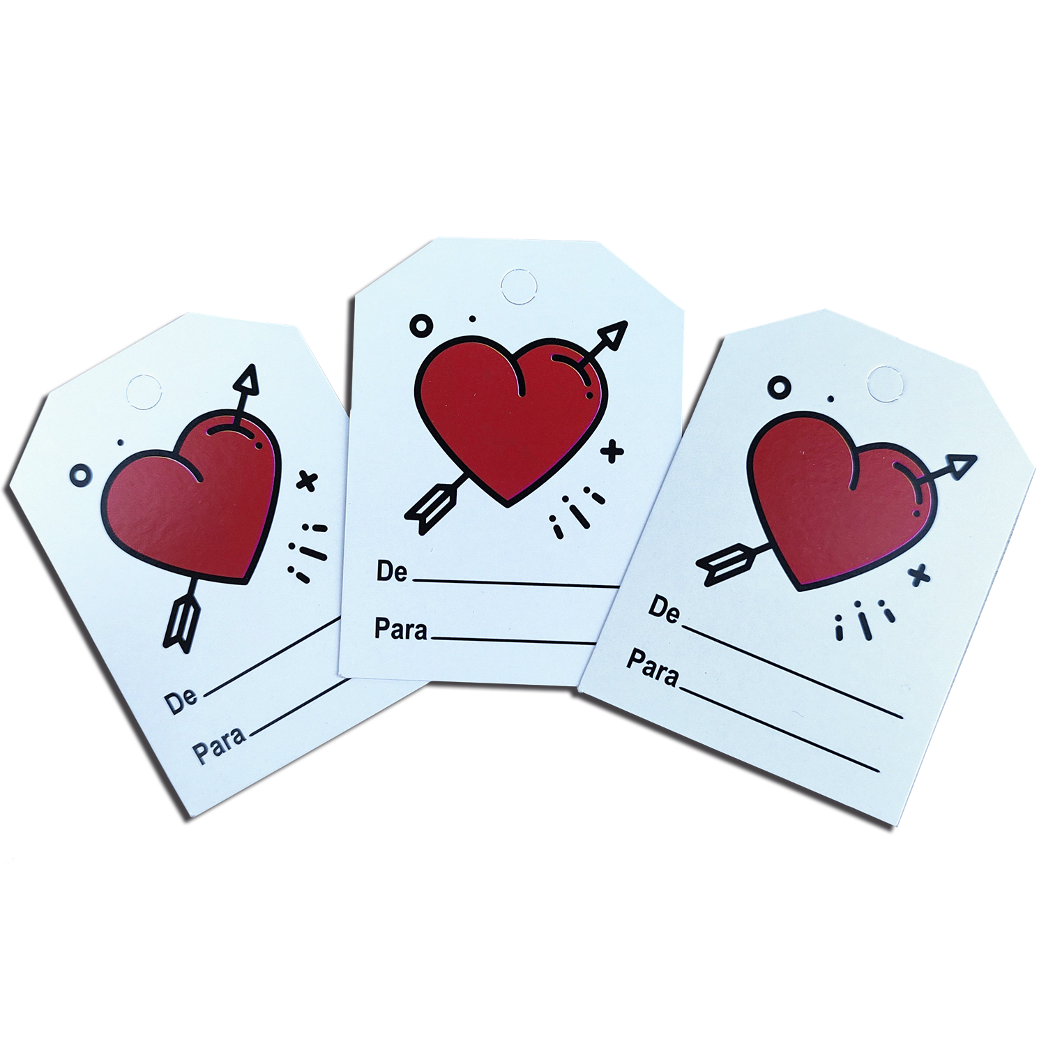 Tag Chanfrada Coração Vermelho (5 x 7,5 cm) - 100 Unidades