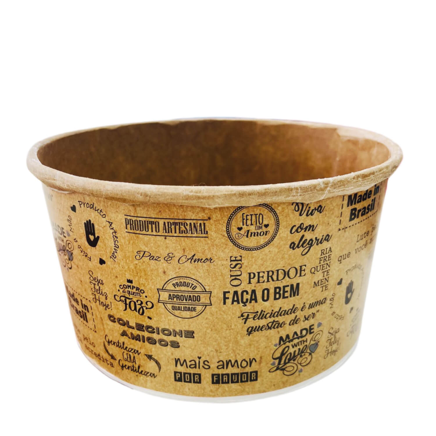 Pote papel Descartável Bowl p/ Salada, Caldo, Alimentos Diversos 800 ml Sem Tampa - 100 Unidades