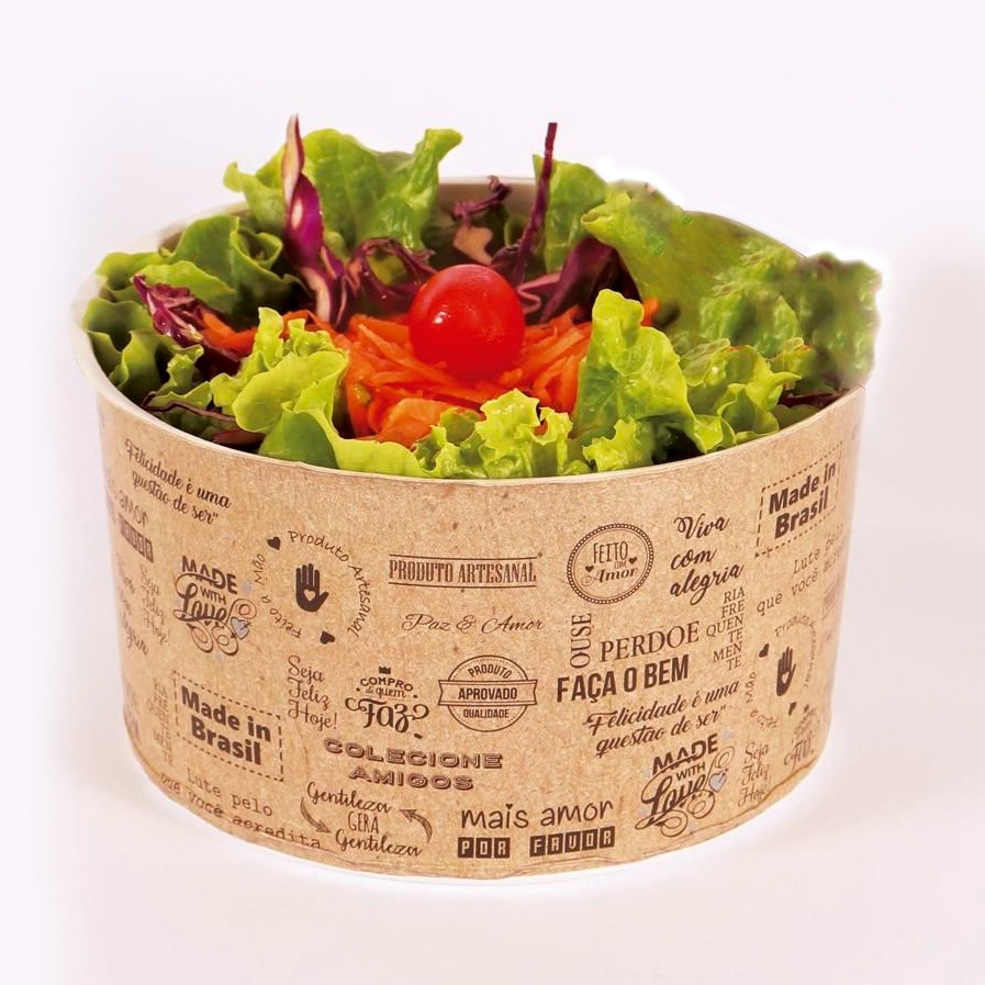 Pote papel Descartável Bowl p/ Salada, Caldo, Alimentos Diversos 800 ml Sem Tampa - 100 Unidades
