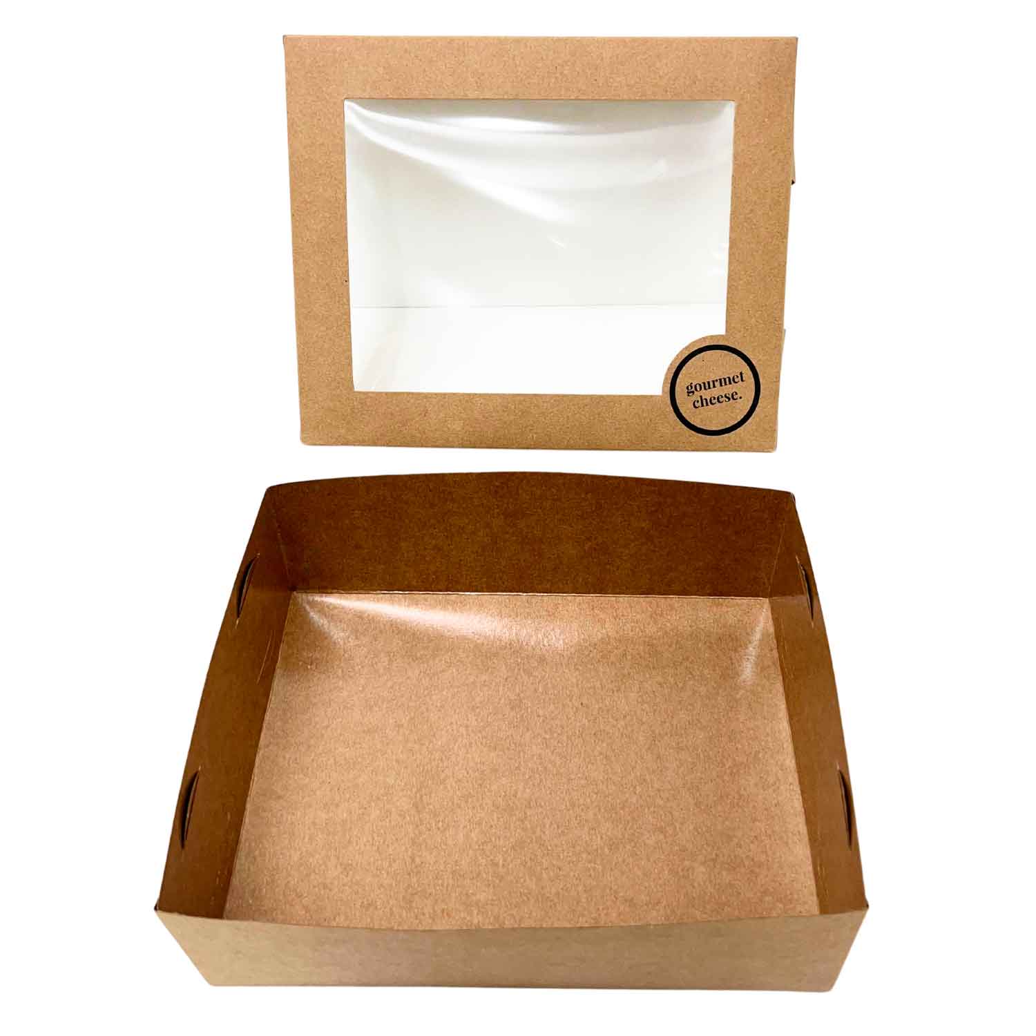 Embalagem Kraft c/ Visor Vazado Tampa e Fundo (25 x 20 x 8 cm) Personalizada