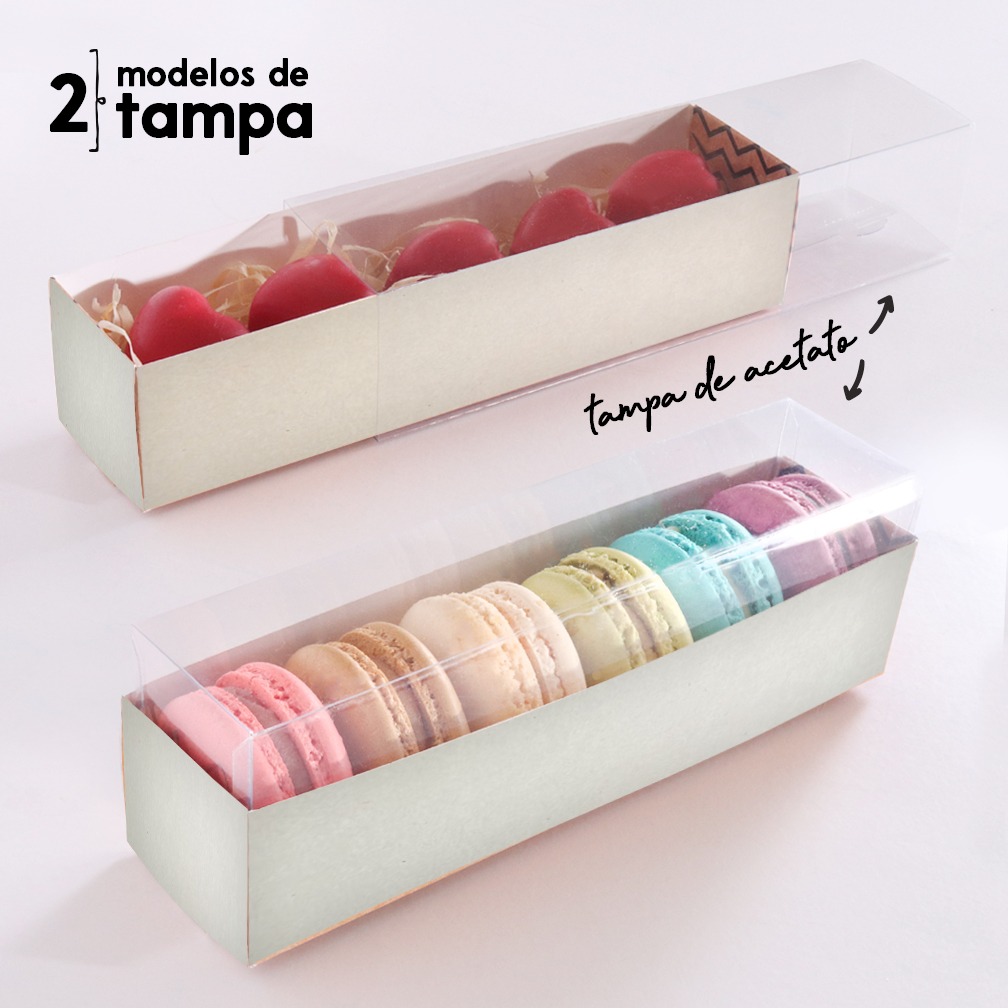 Embalagem p/ Casadinhos, Macarons, Bolachinhas, Liso c/ Tampa Linha Naturalle - 100 unidades