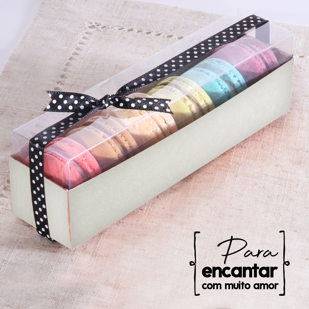 Embalagem p/ Casadinhos, Macarons, Bolachinhas, Liso c/ Tampa Linha Naturalle - 100 unidades
