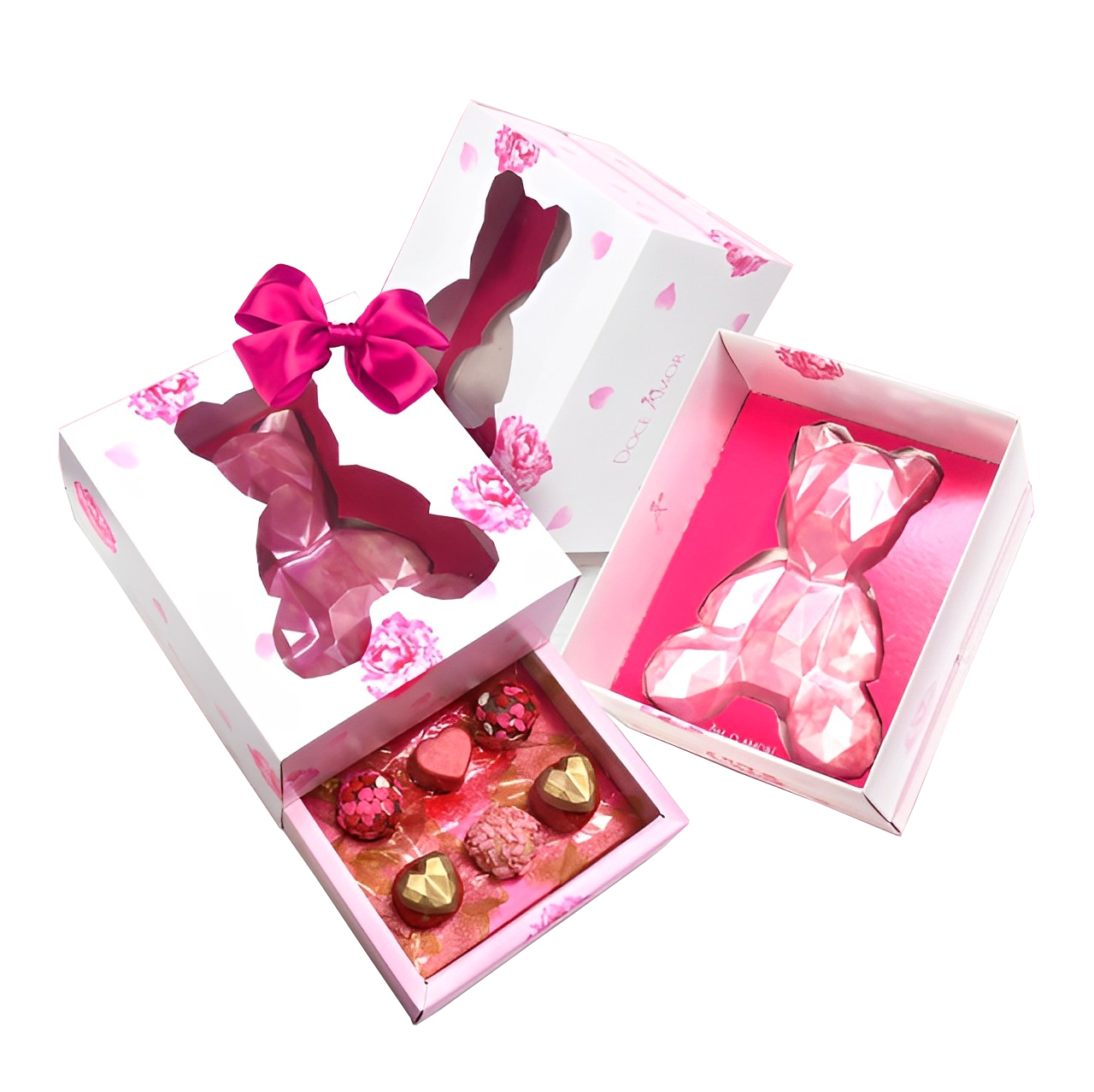 Embalagem p/ Urso de Chocolate 200g com Gaveta p/ Docinhos - 10 Unidades
