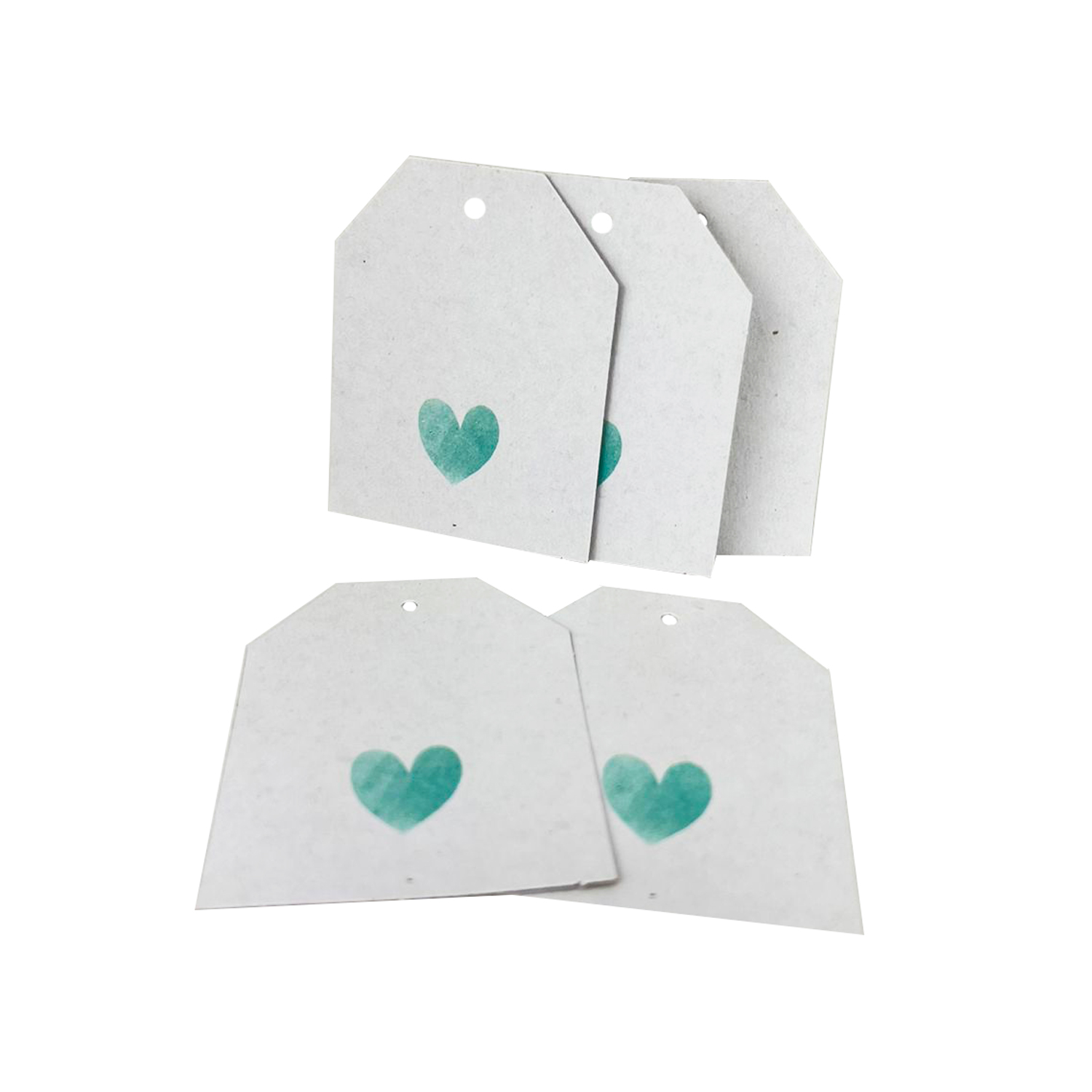 Tag Chanfrada Coração Verde (5 x 7,5 cm) - 100 Unidades