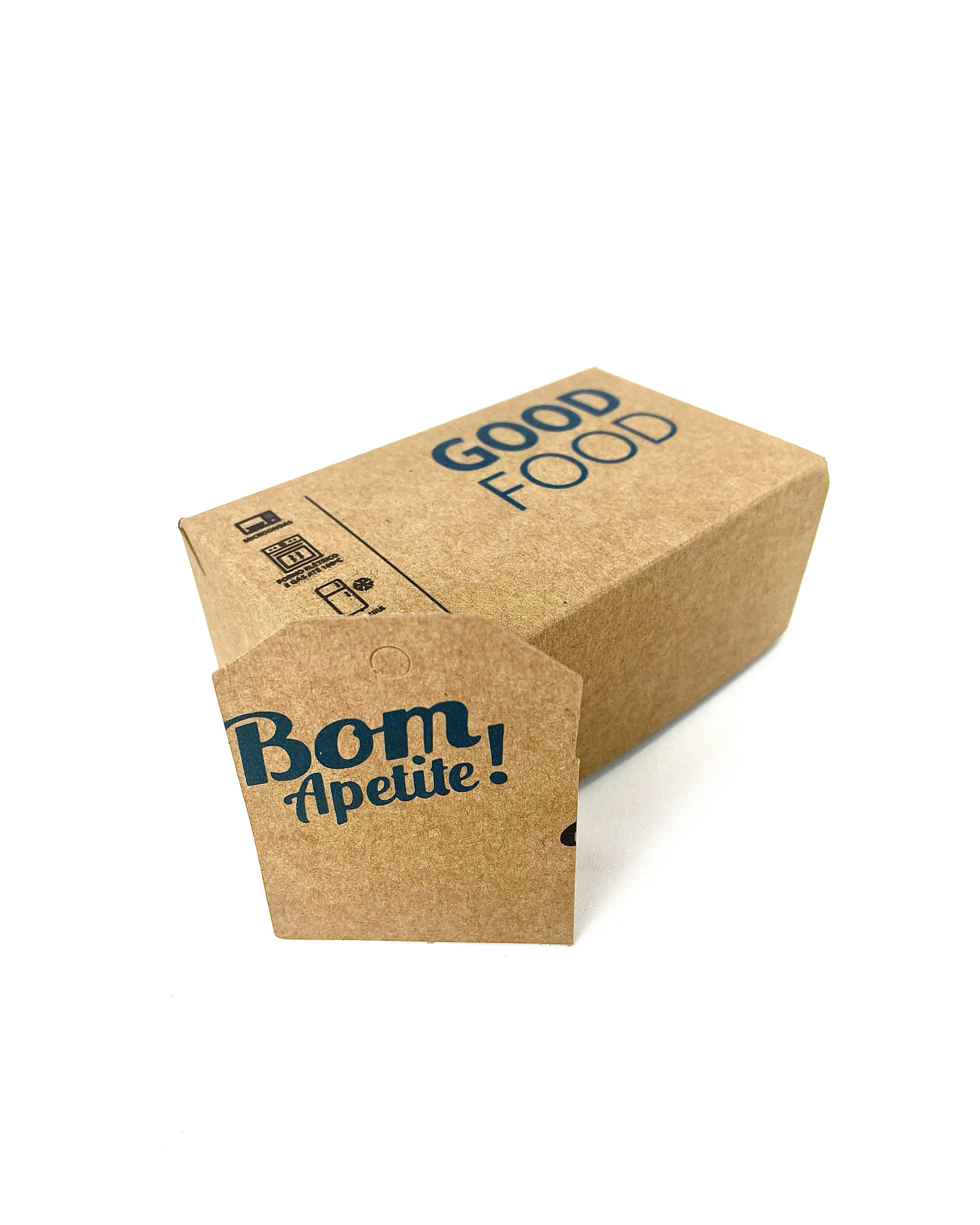 Embalagem marmita forneável Kraft c/ divisória PP 360mL Good Food - 100 unidades