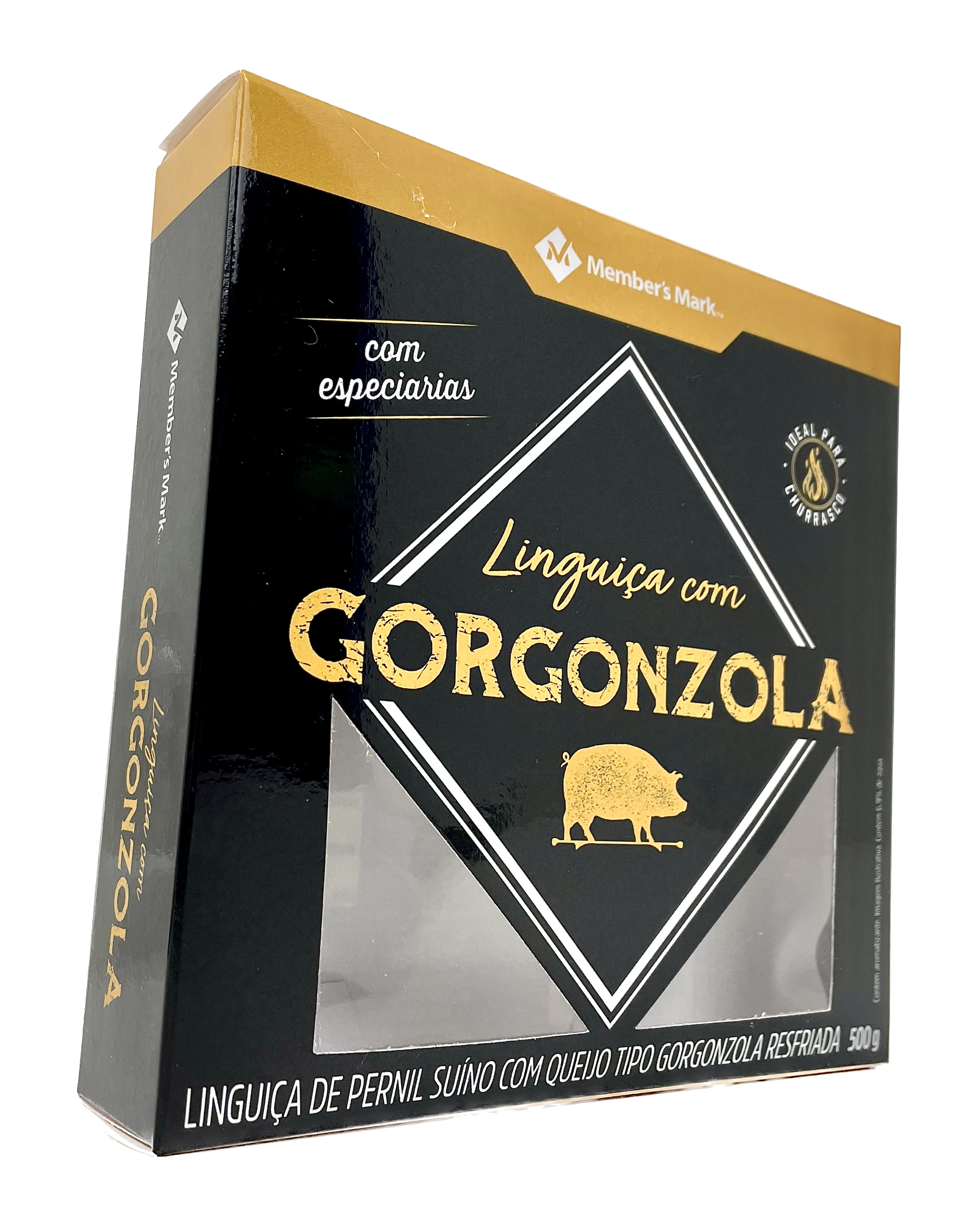 Embalagem p/ Carnes, Linguiça, c/ Laminação Interna e Visor Vazado (15 x 3,5 x 15 cm) Personalizado