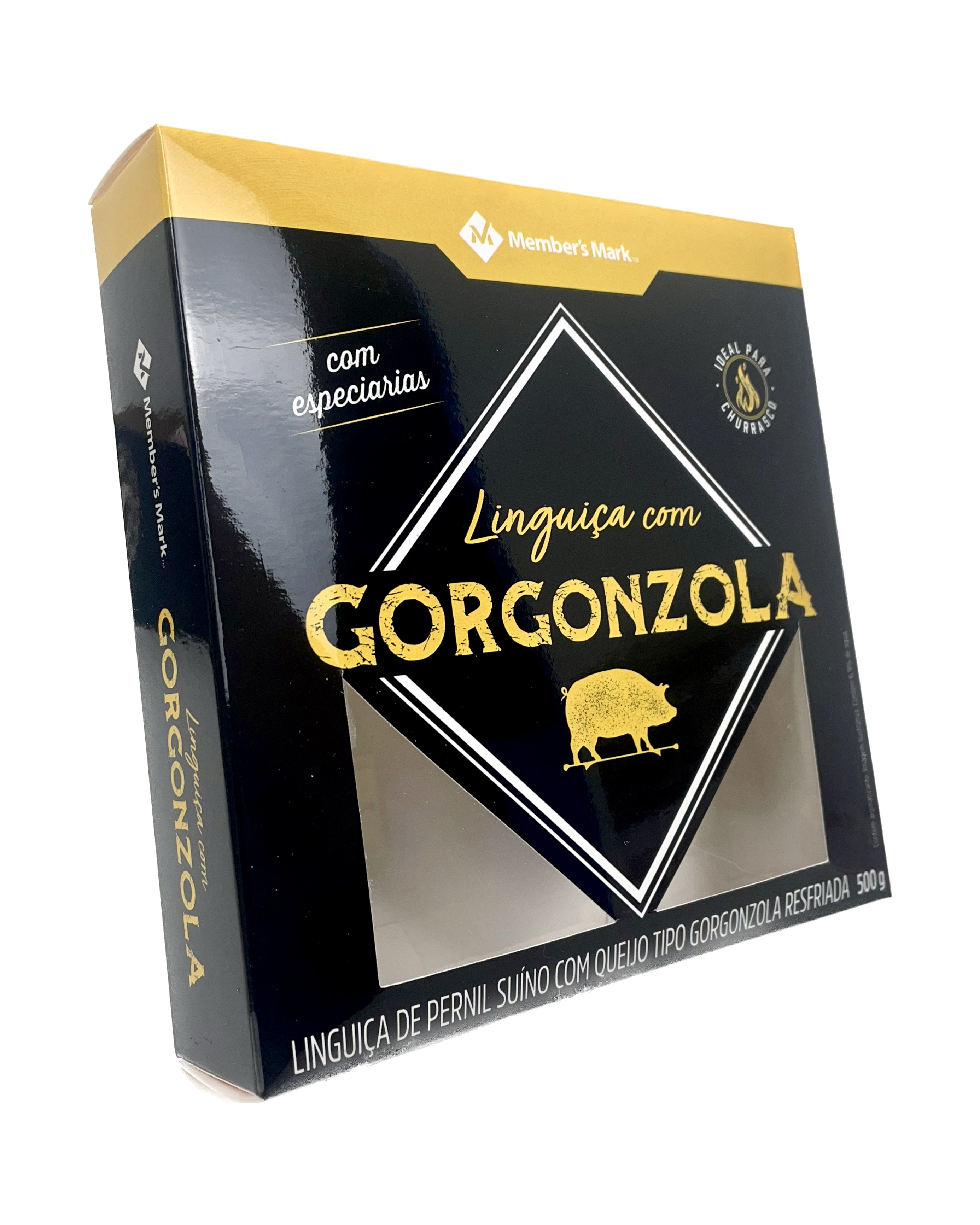 Embalagem p/ Carnes, Linguiça, c/ Laminação Interna e Visor Vazado (15 x 3,5 x 15 cm) Personalizado