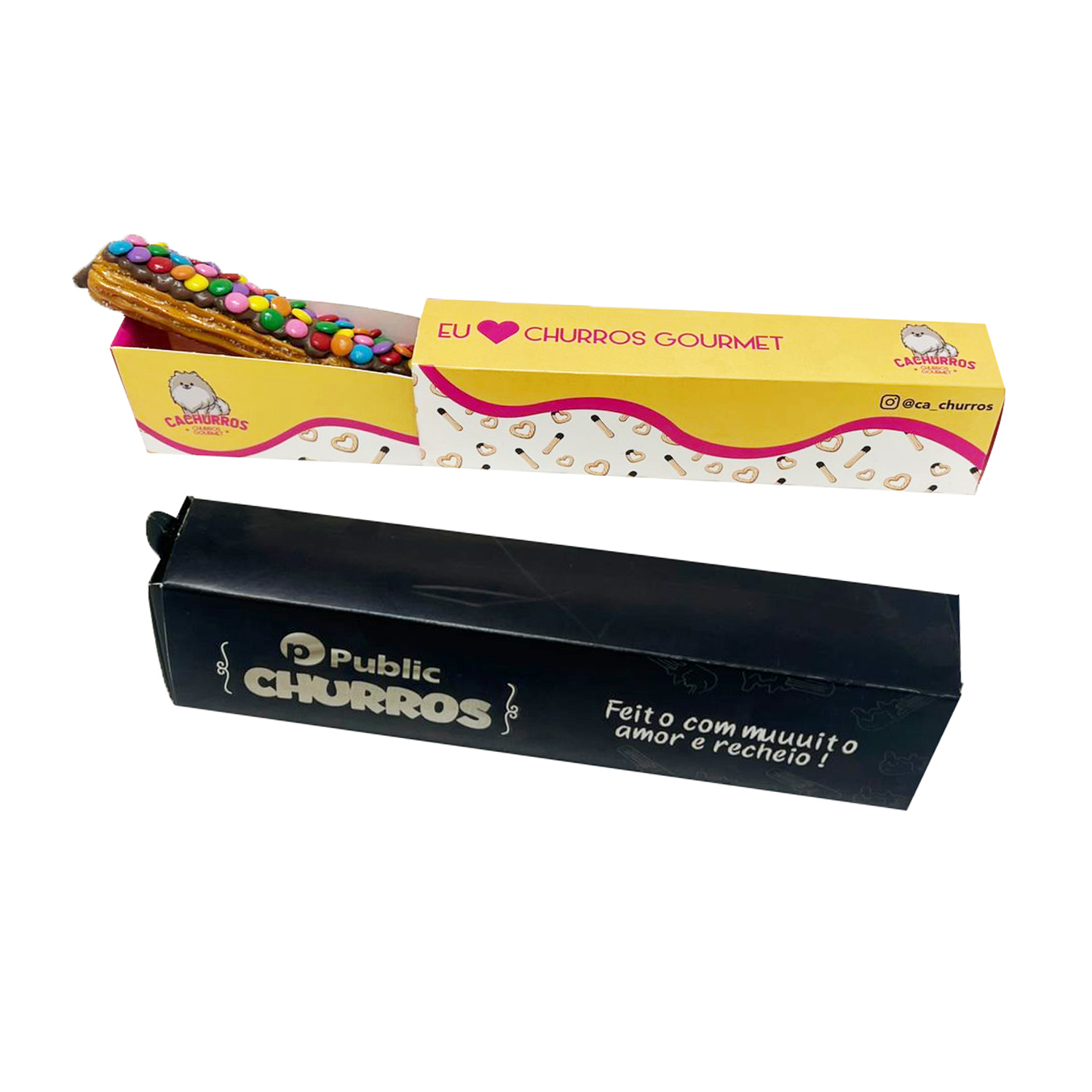 Embalagem Para Churros Delivery Gourmet (20 x 3,5 x 5 cm) Personalizada