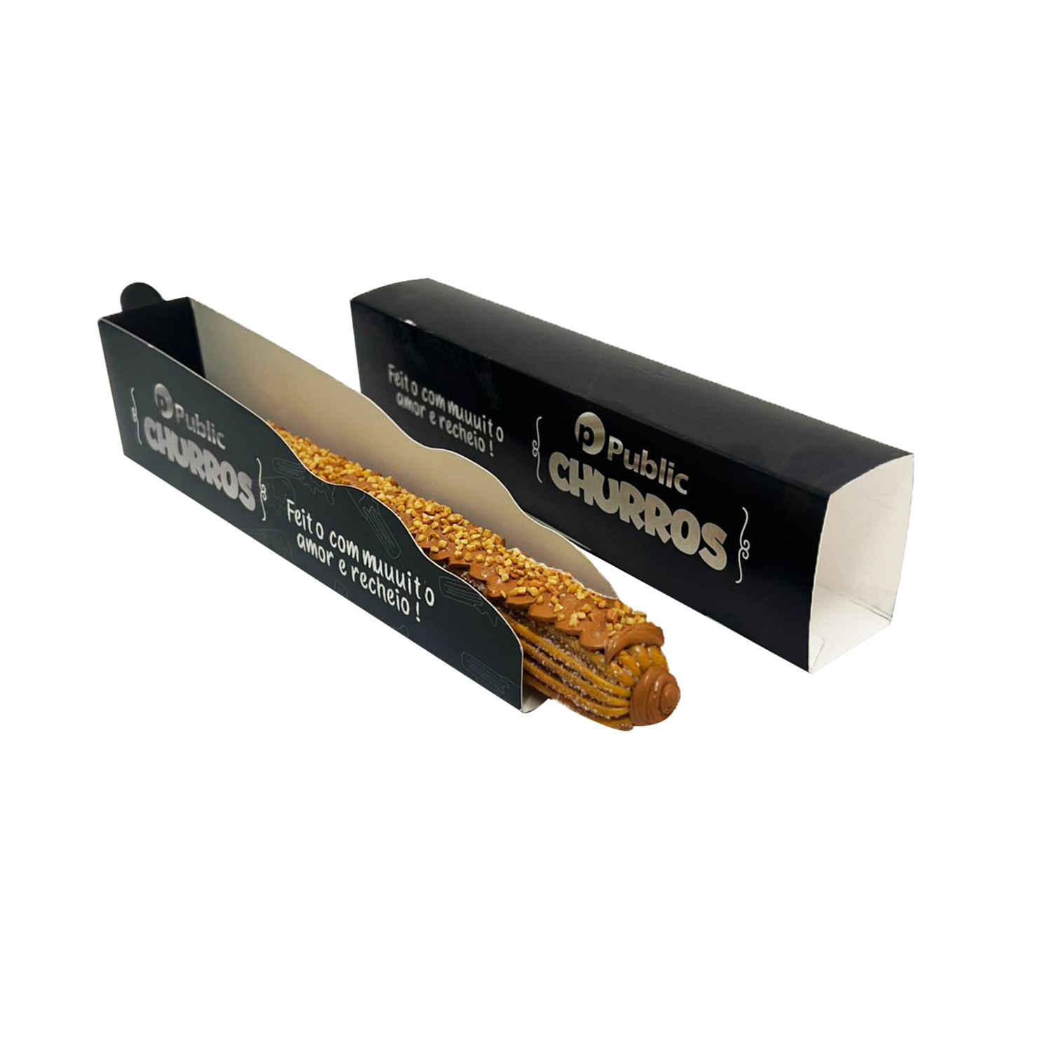 Embalagem Para Churros Delivery Gourmet (20 x 3,5 x 5 cm) Personalizada