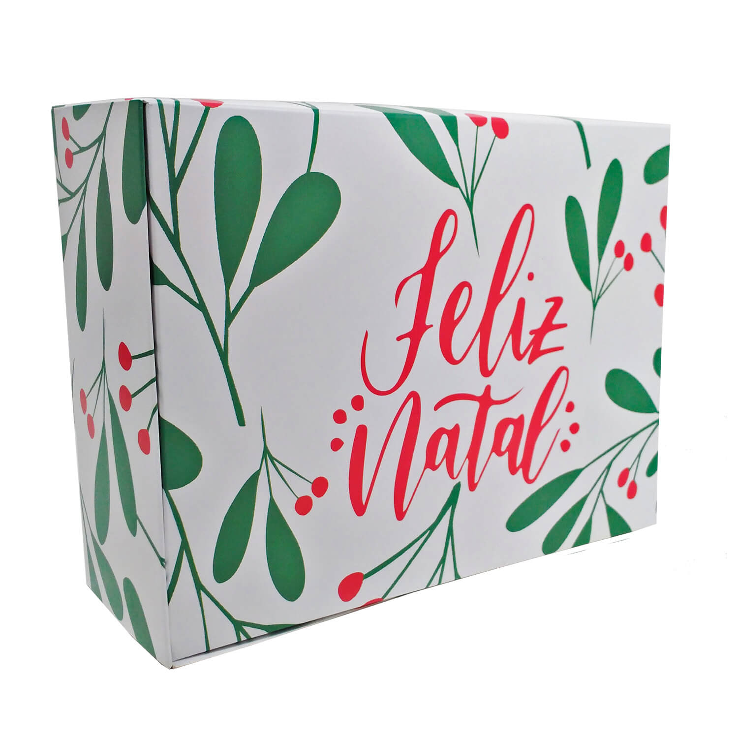 Caixa Kit Presente Folhas de Natal (24 x 18 x 8 cm) - 50 unidades