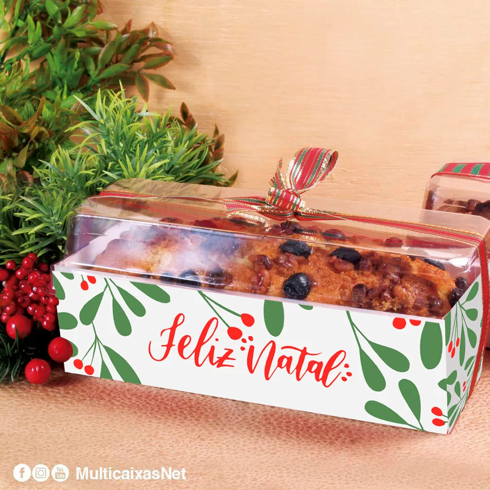 Forma Bolo Forneável 390 gr c/ tampa Folhas de Natal - 50 unidades