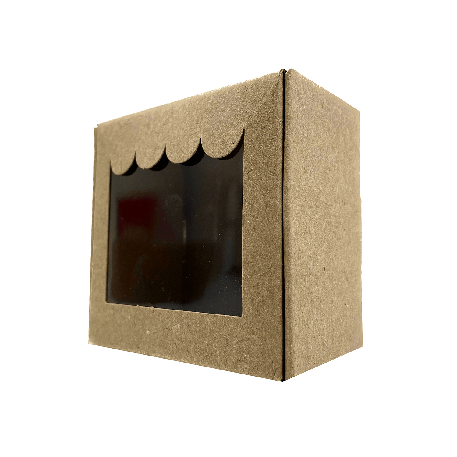 Embalagem Kraft c/ Visor (8 x 8 x 4,5 cm) Lisa - 100 Unidades