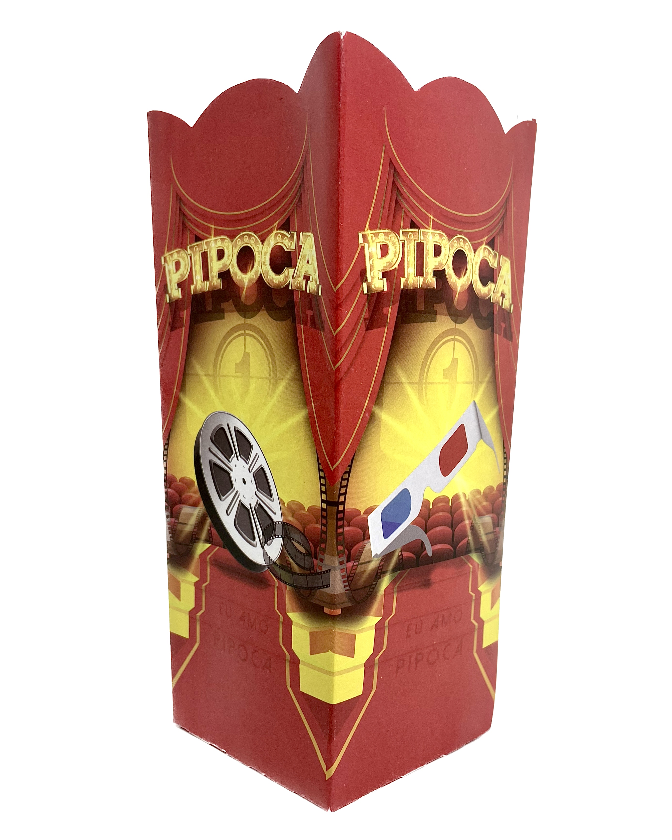 Caixa Pipoca Grande (9,5 x 7,5 x 20 cm) Cinema - 50 Unidades