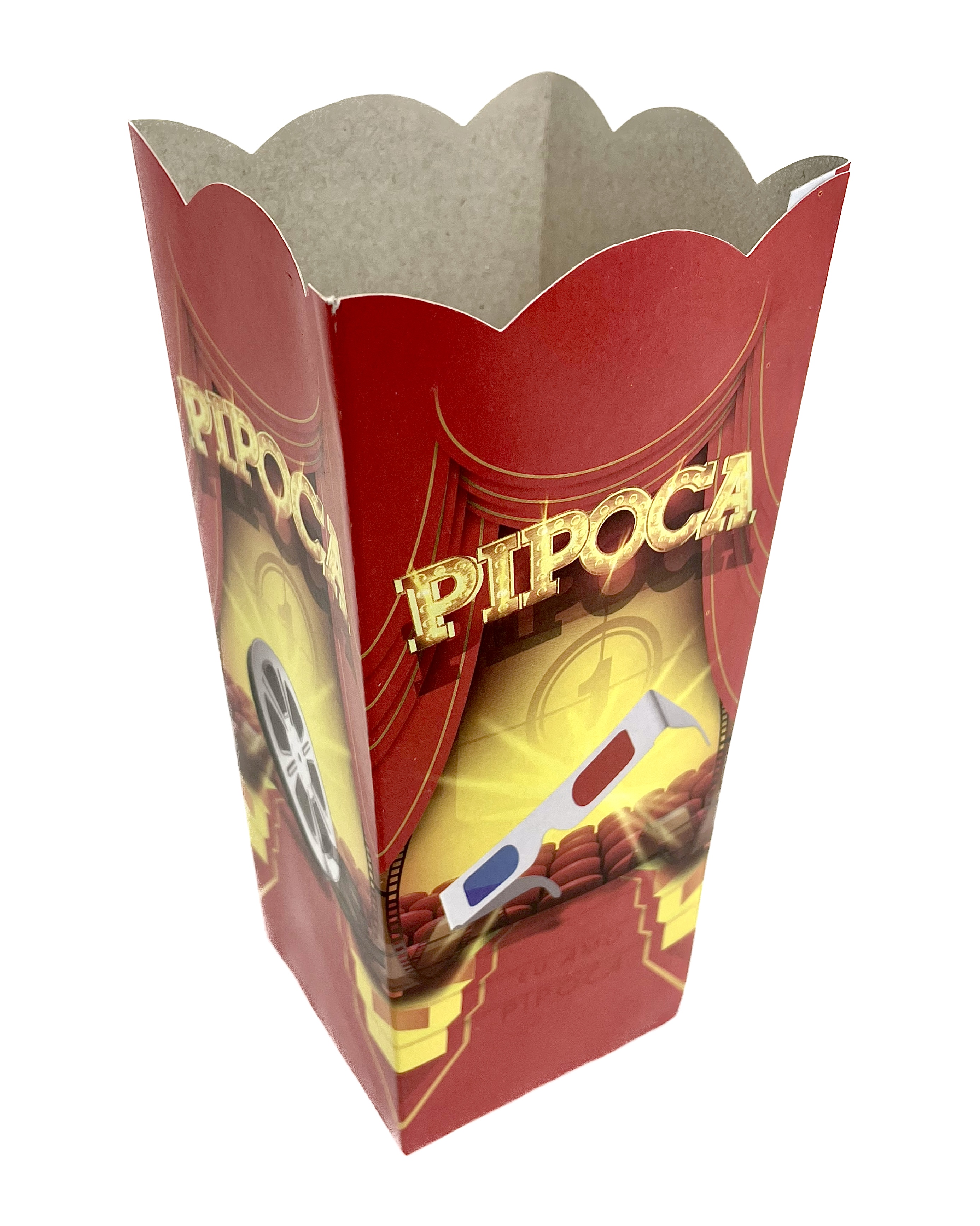 Caixa Pipoca Grande (9,5 x 7,5 x 20 cm) Cinema - 50 Unidades