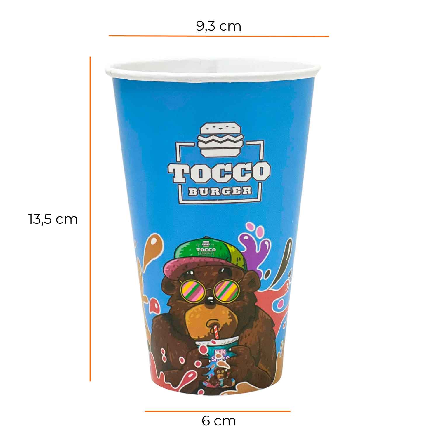 Copo Papel p/ Milk Shake 500 ml Sem Tampa - 640 unid - VENDA SOMENTE PARA FRANQUEADOS TOCCO