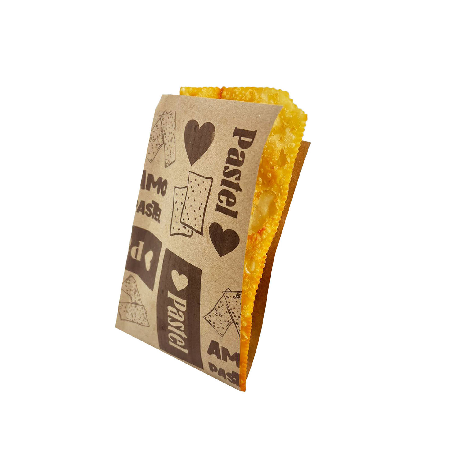 Saquinho kraft c/ pelicula com abertura p/ Pastel (12,5 x 20 cm) - 500 Unidades