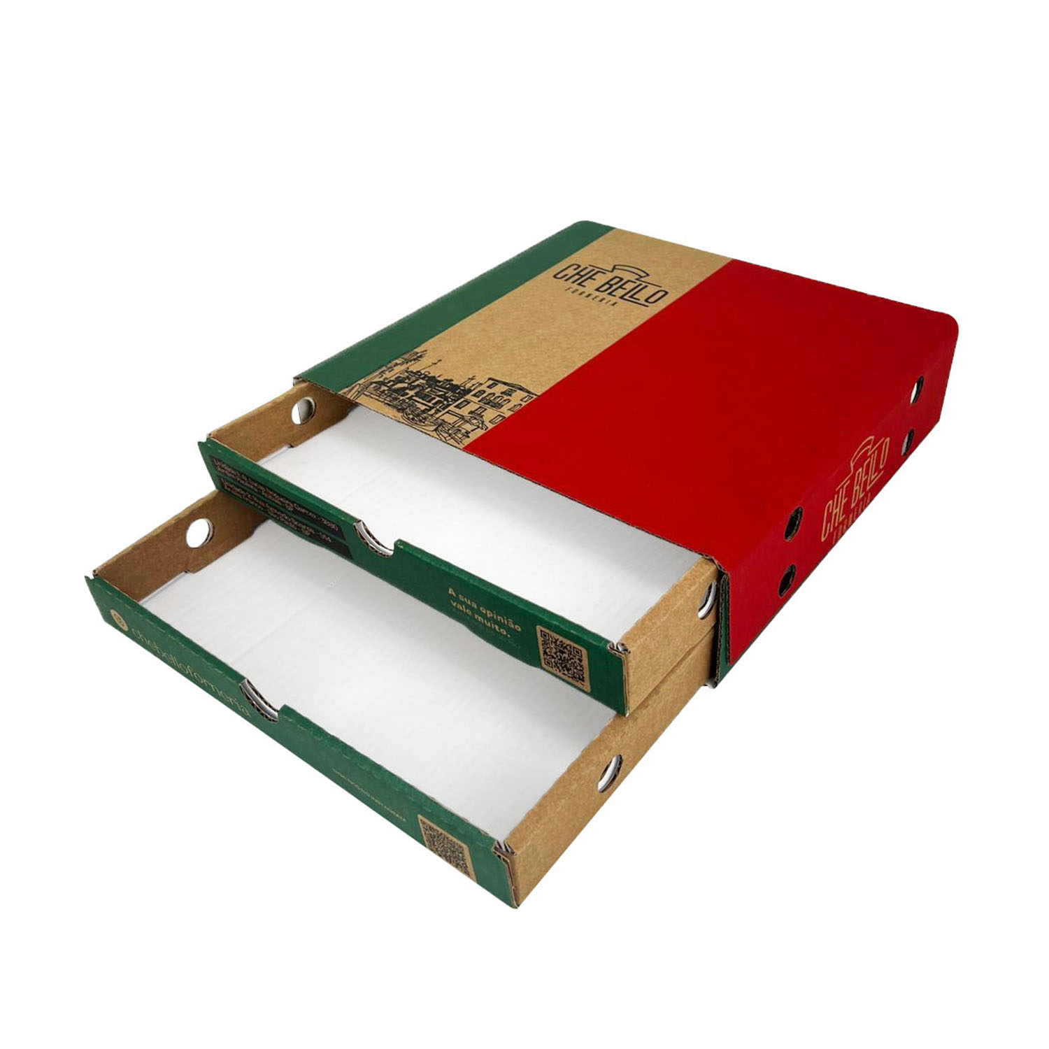 Caixa dupla p/ Pizza Papelão Gaveta (30 x 30 x 8 cm) Personalizada