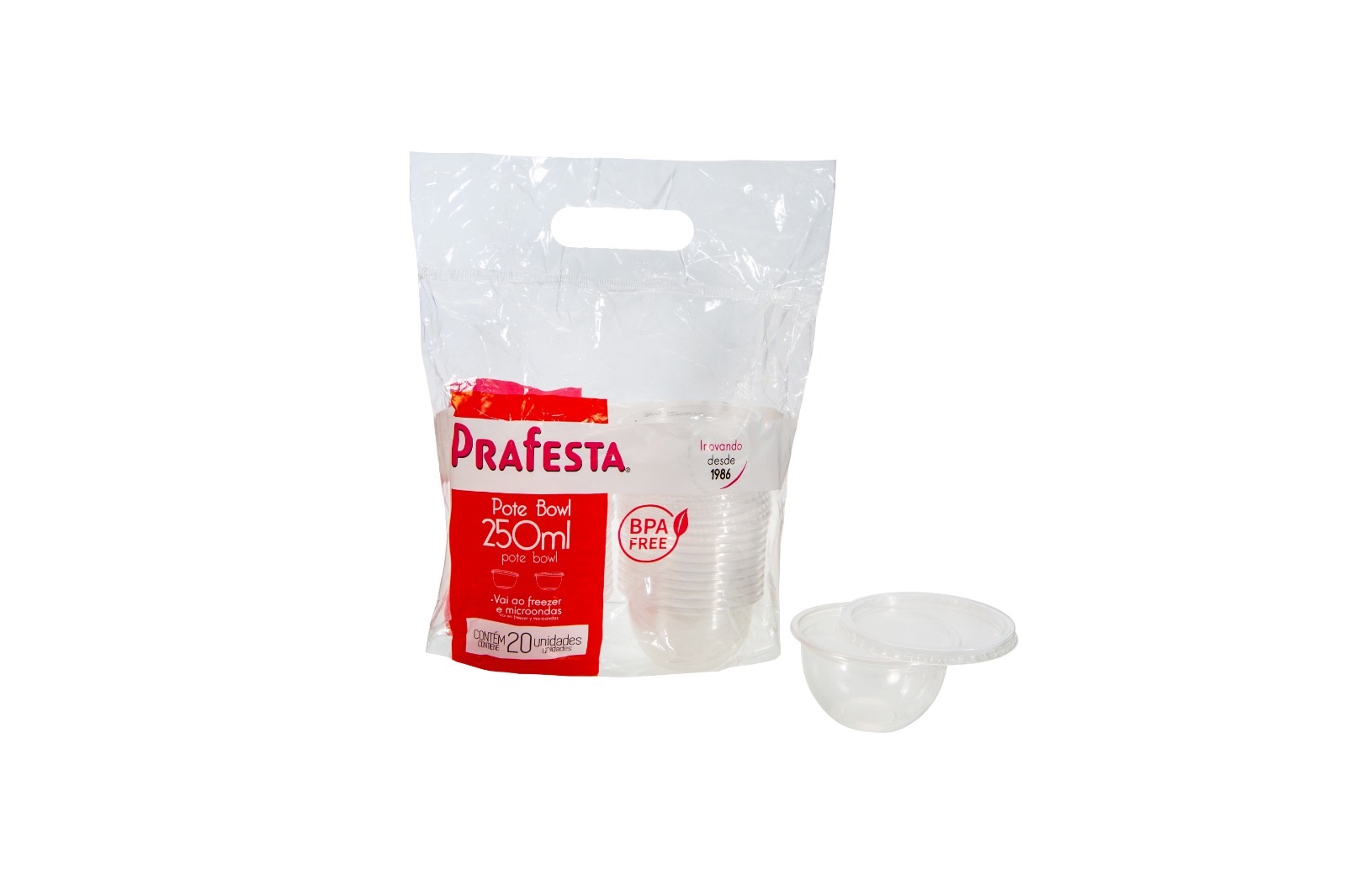 Pote Bowl C/ Sobretampa 250ML PraFesta - 20 Unidades