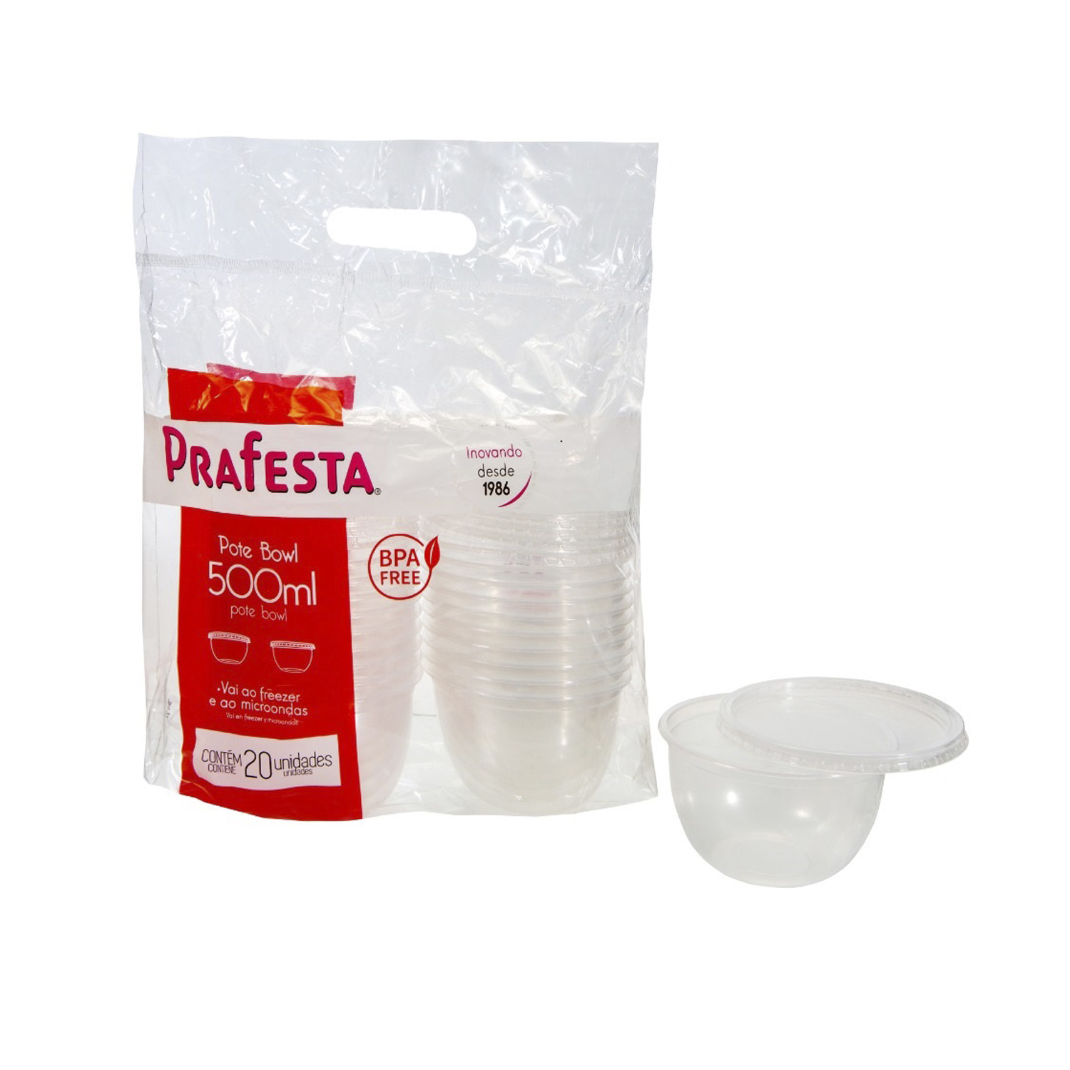 Pote Bowl C/ Sobretampa 500ML PraFesta - 20 Unidades