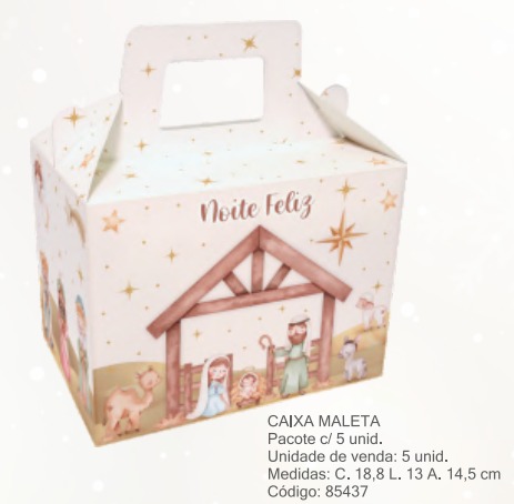 Caixa Maleta Para Presente Noite Feliz - 5 unidades