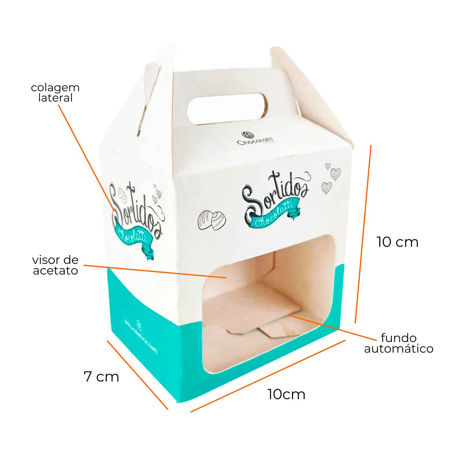 Embalagem Maletinha c/ Visor (10 x 7 x 10 cm) Personalizada