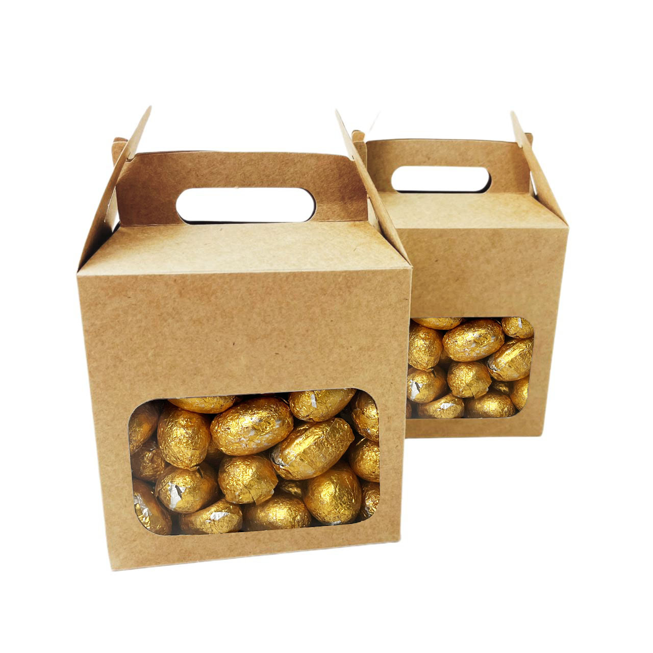 Embalagem Maletinha Kraft c/ Visor (10 x 7 x 10 cm) c/ Alça - 100 Unidades