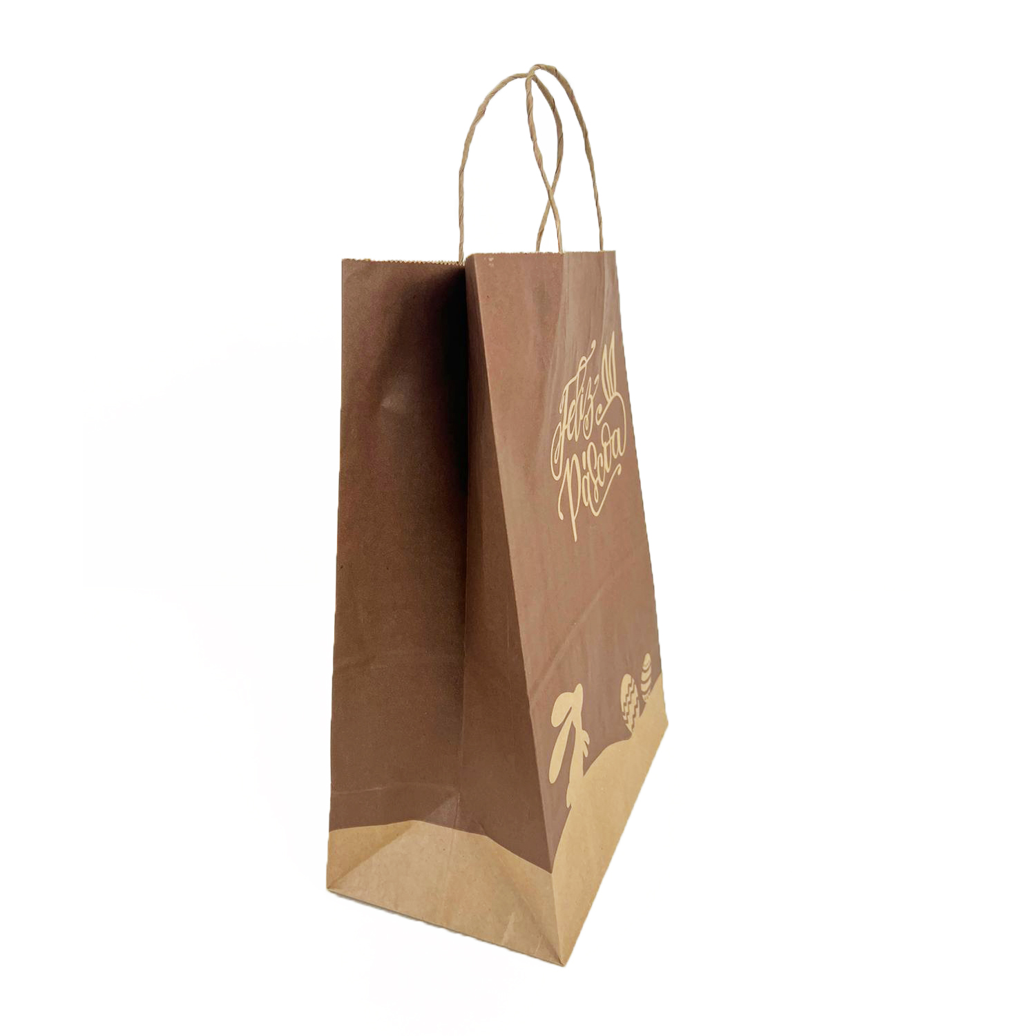 Sacola Kraft Feliz Páscoa (24 x 14 x 34 cm) - 100 unidades