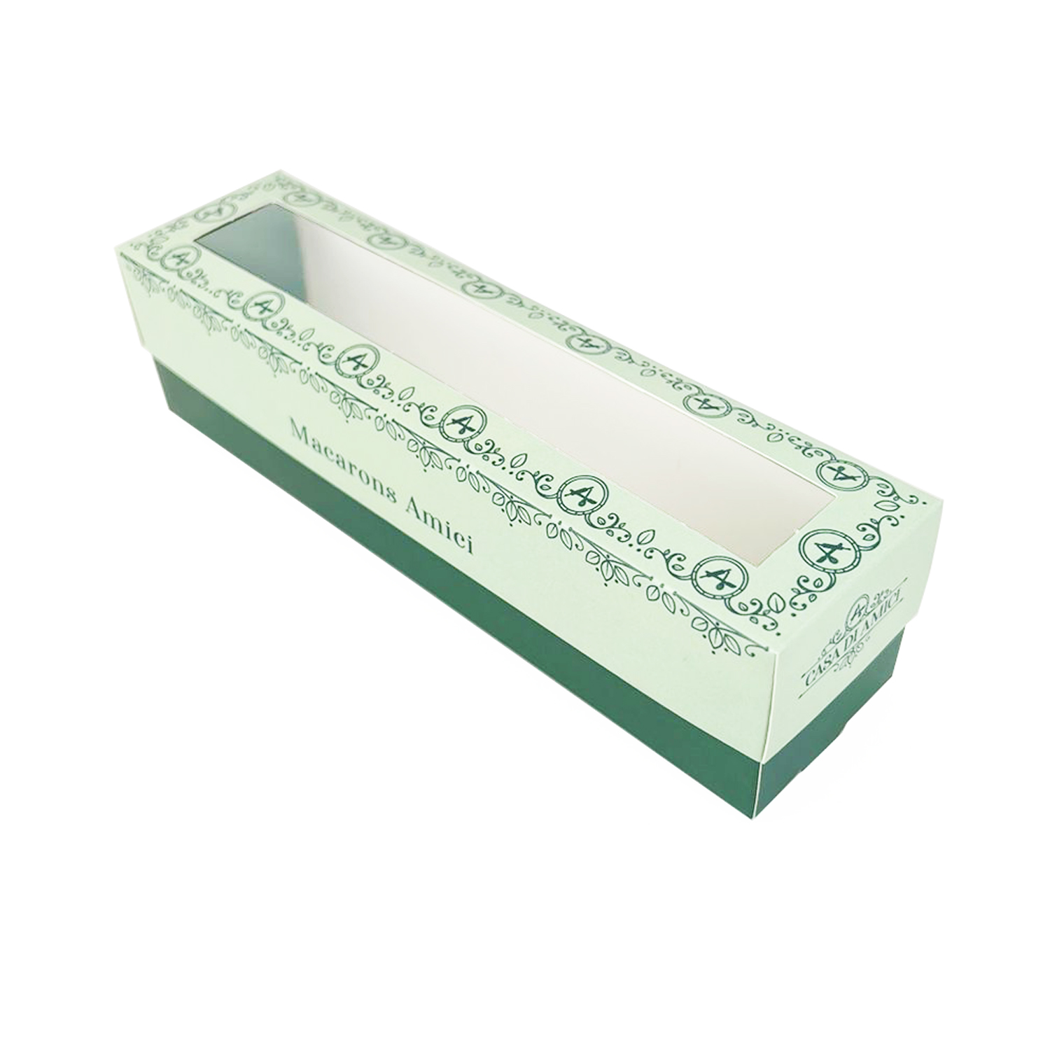 Embalagem Macaron, Bolachinhas tampa e fundo c/ Visor acetato (20 x 5 x 5 cm) Personalizada