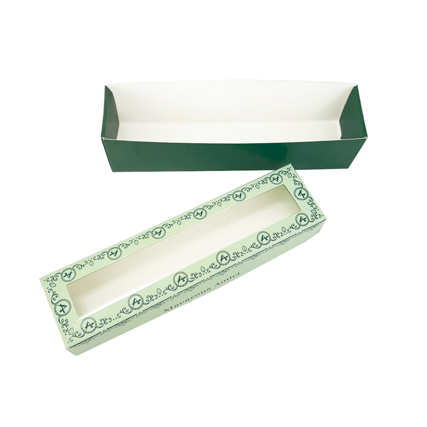 Embalagem Macaron, Bolachinhas tampa e fundo c/ Visor acetato (20 x 5 x 5 cm) Personalizada