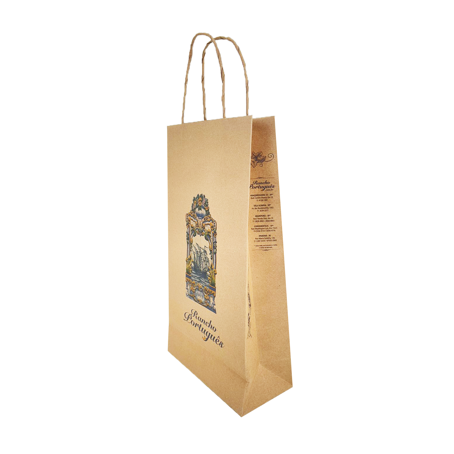 Sacola Kraft 110grs P (18 x 8 x 33 cm) - 50 Unidades (Venda Somente p/ Lojas rede Rancho Português)