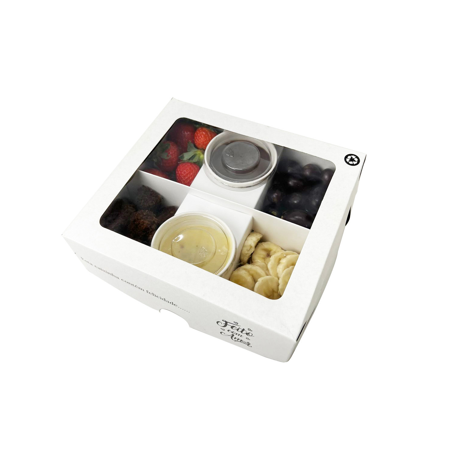 Embalagem para Fondue (20 x 18 x 6 cm) c/ Visor de Acetato, Divisória - 50 Unidades