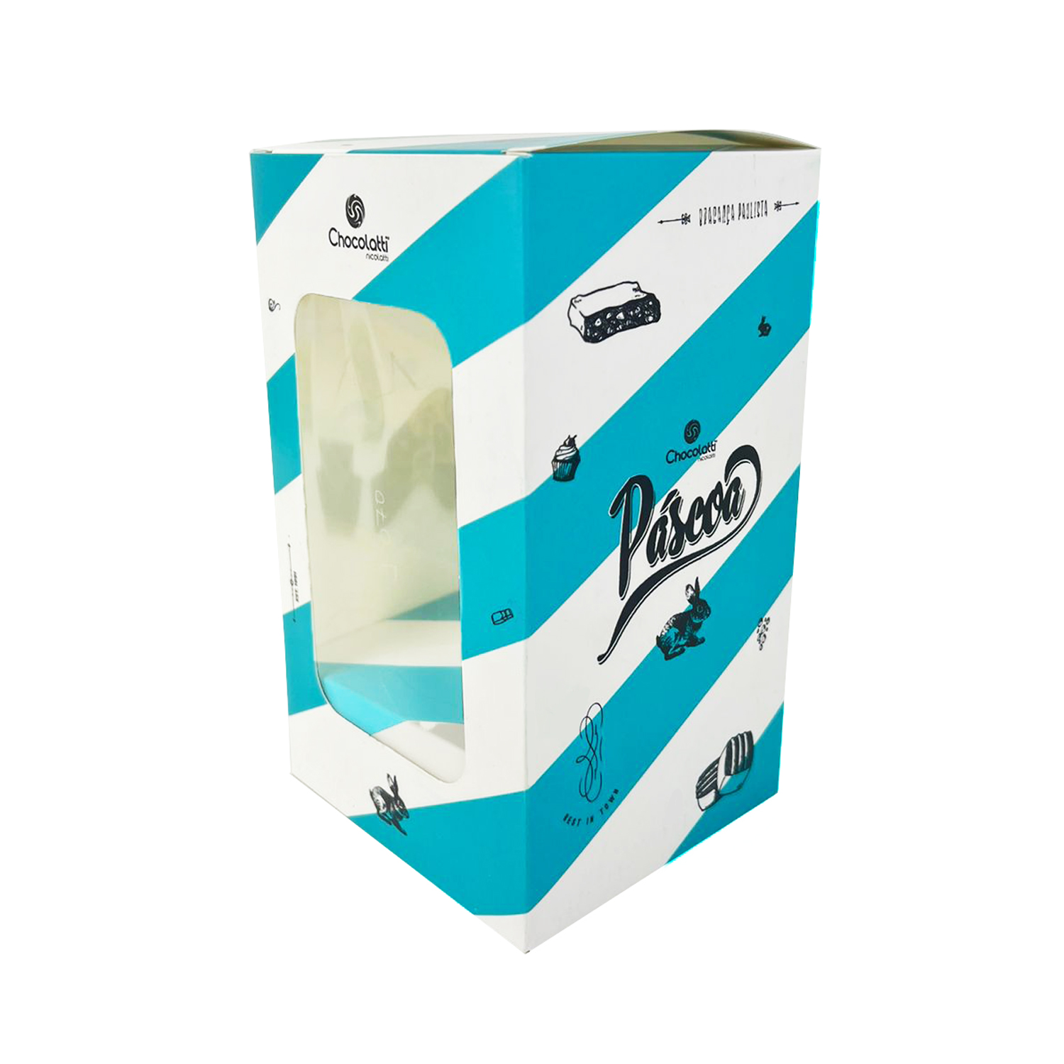 Caixa p/ Ovo de Pascoa c/ Berço e Visor de Acetato (10,5 x 10 x 18 cm) Personalizada